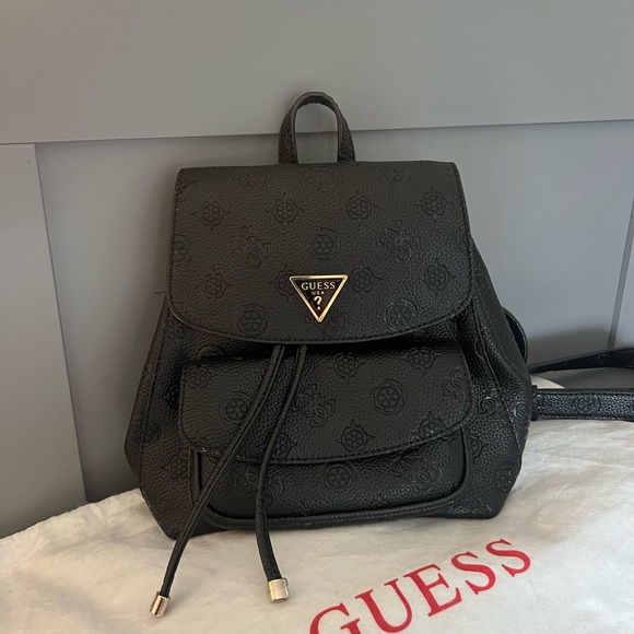 GUESS Embossed Black Backpack - Picture 1 of 9